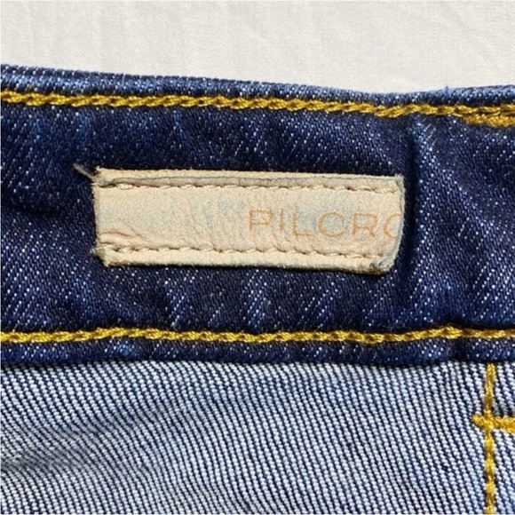 👖 Anthropologie Pilcro Medium to Dark Wash Denim Split Leg Jeans 32” Waist - Picture 9 of 15